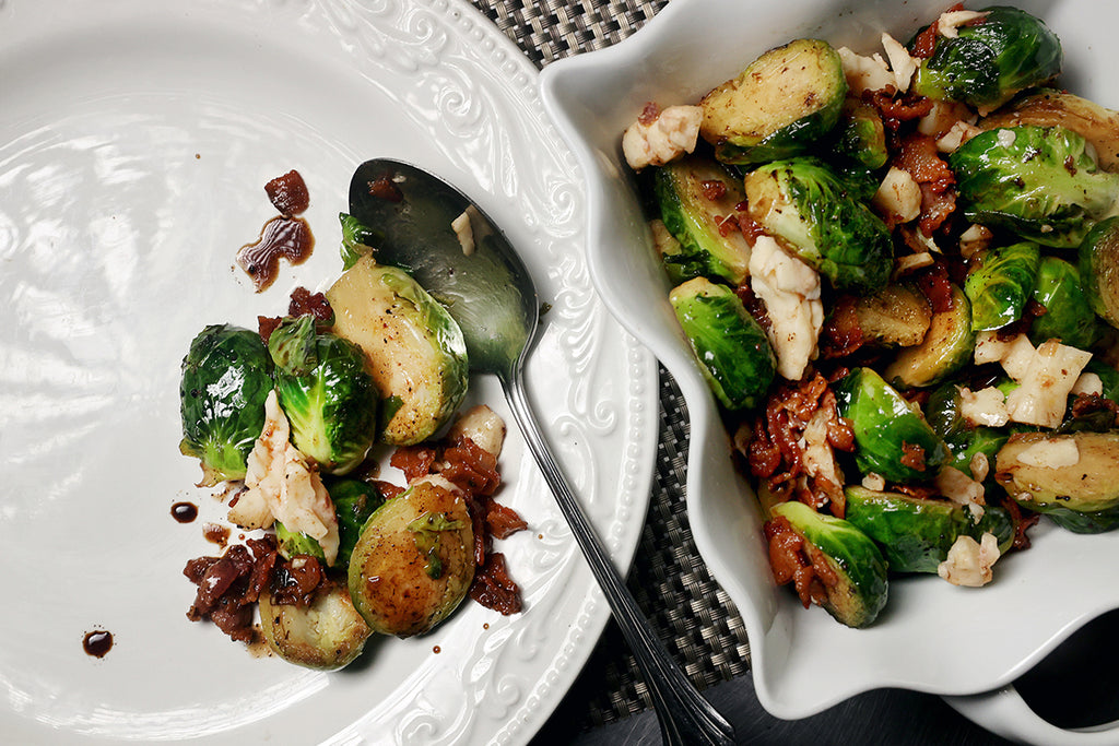 CRANBERRY HABANERO BRUSSEL SPROUTS WITH BACON